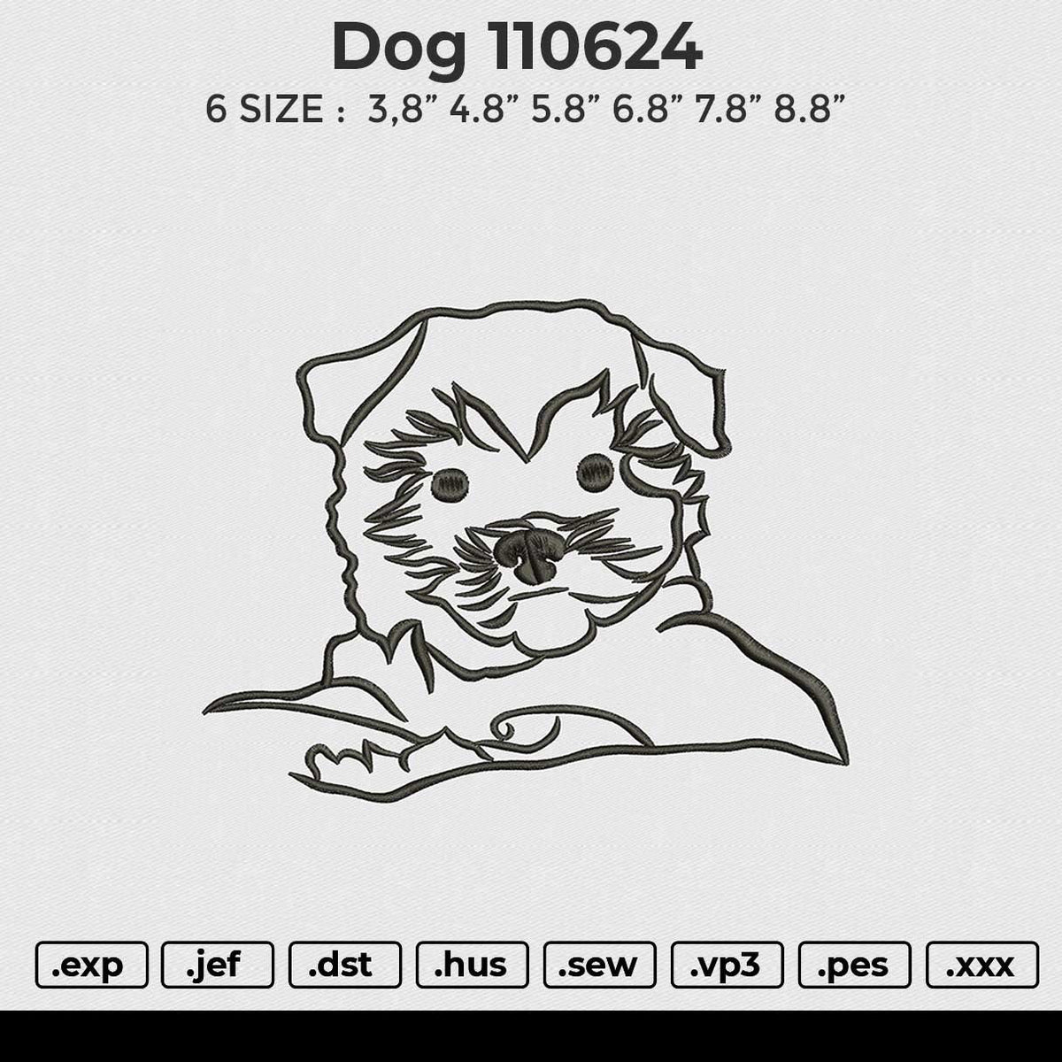 Dog 110624 Embroidery File 5 Size