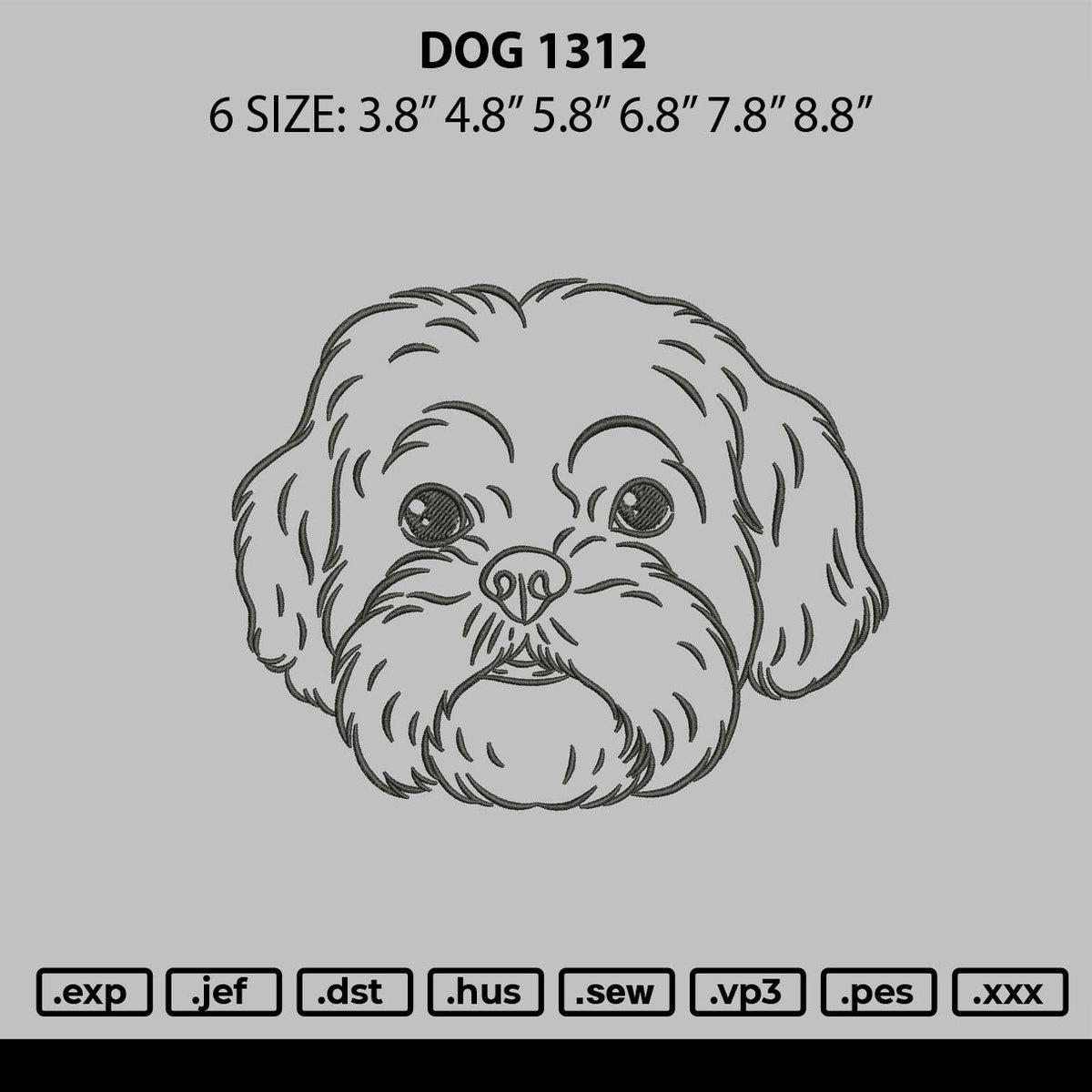 Dog 1312 Embroidery File 6 sizes