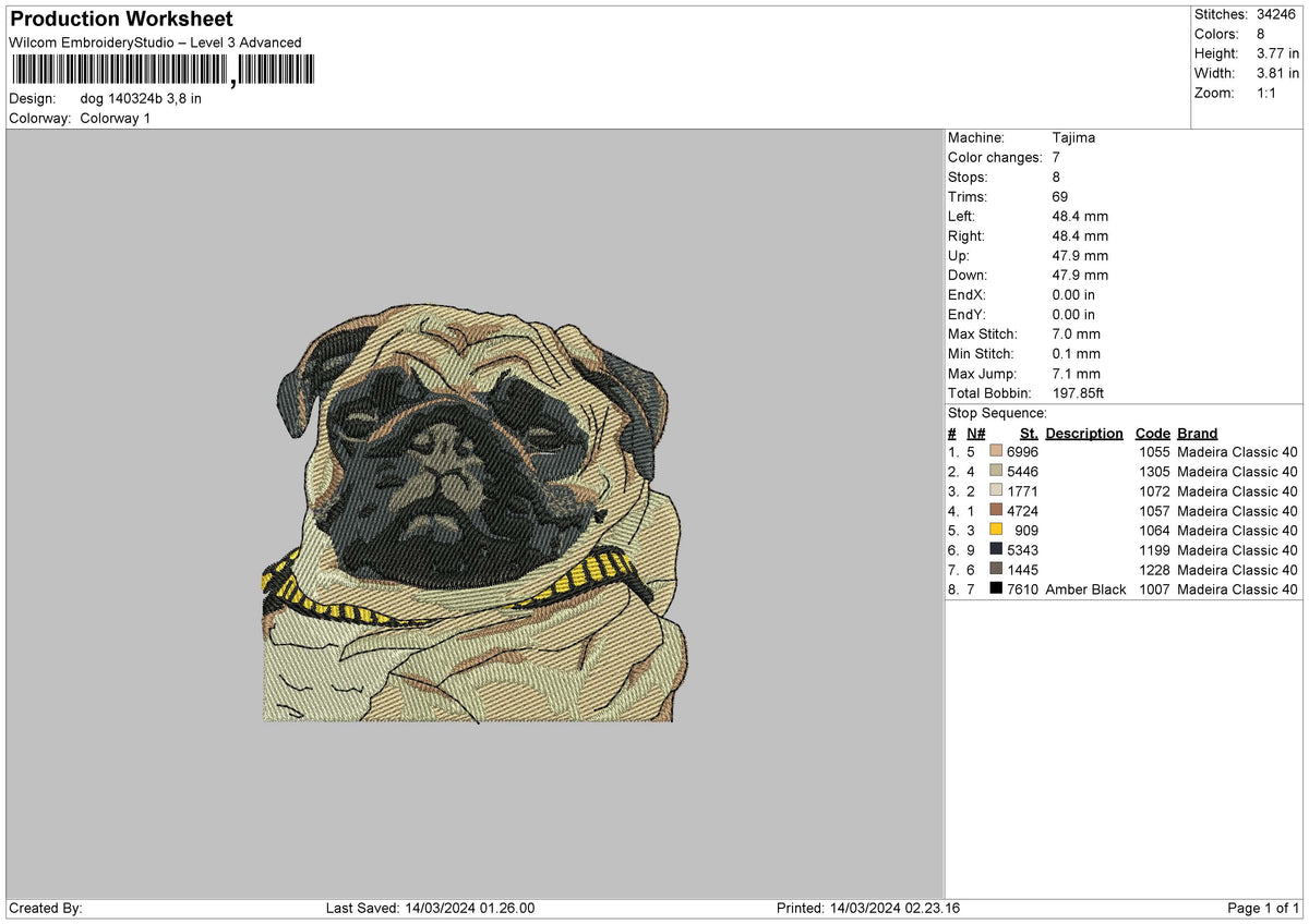 Dog 1403b Embroidery File 6 sizes