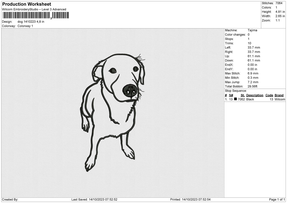 Dog 1410223 Embroidery File 6 size
