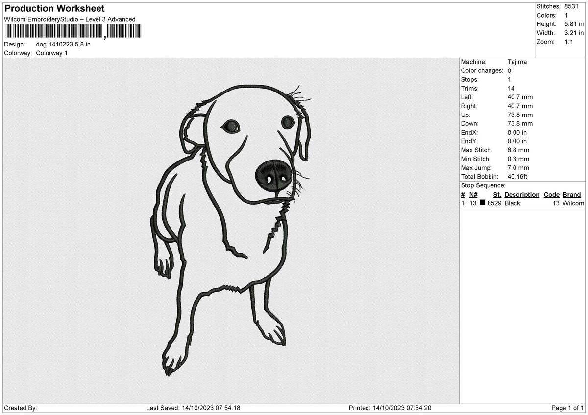 Dog 1410223 Embroidery File 6 size