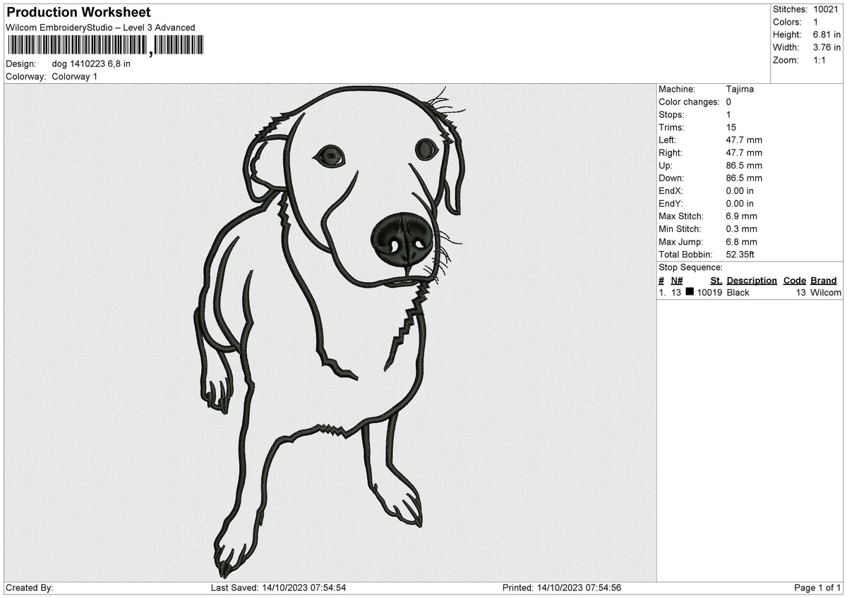 Dog 1410223 Embroidery File 6 size