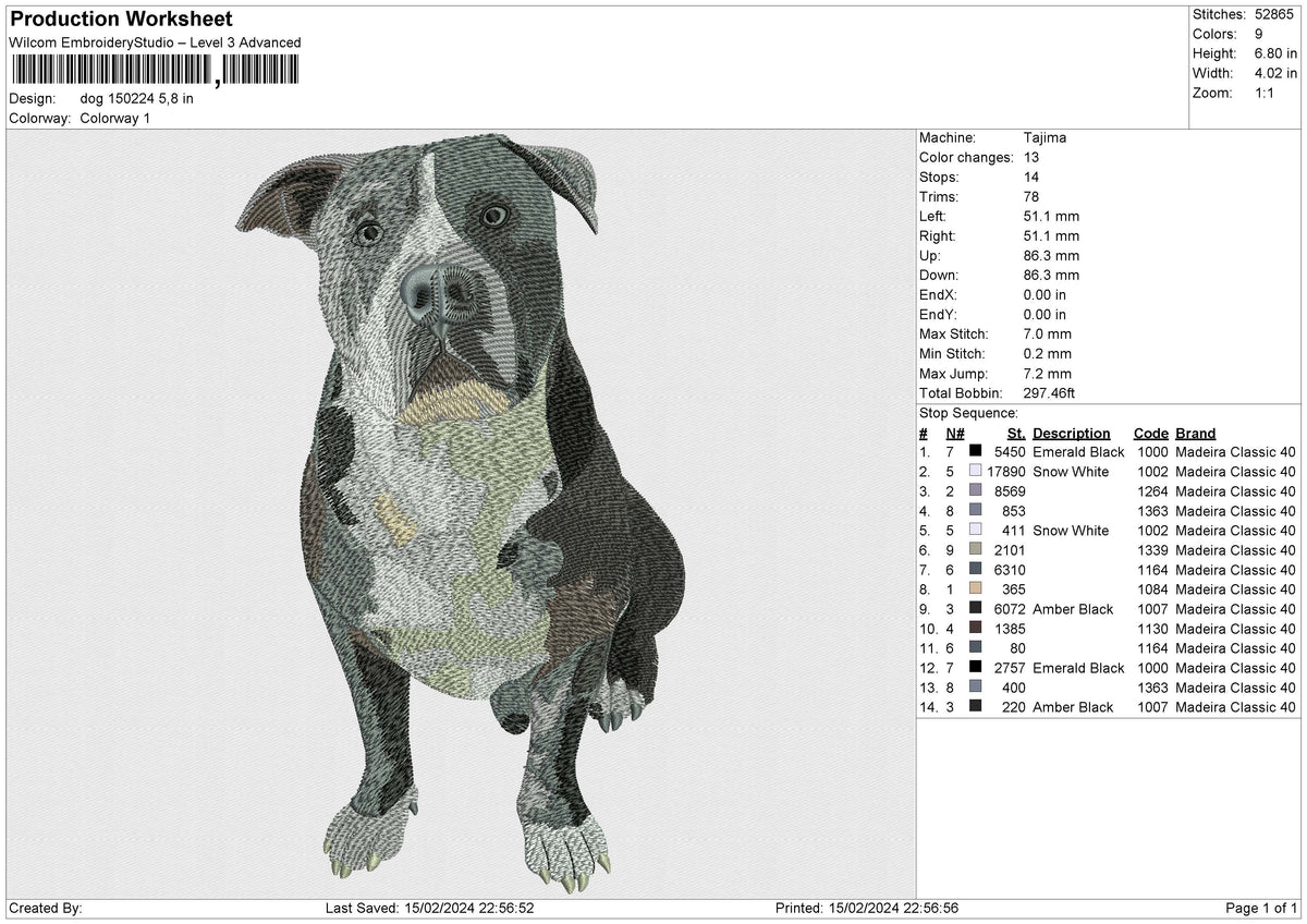 Dog 150224 Embroidery File 6 size