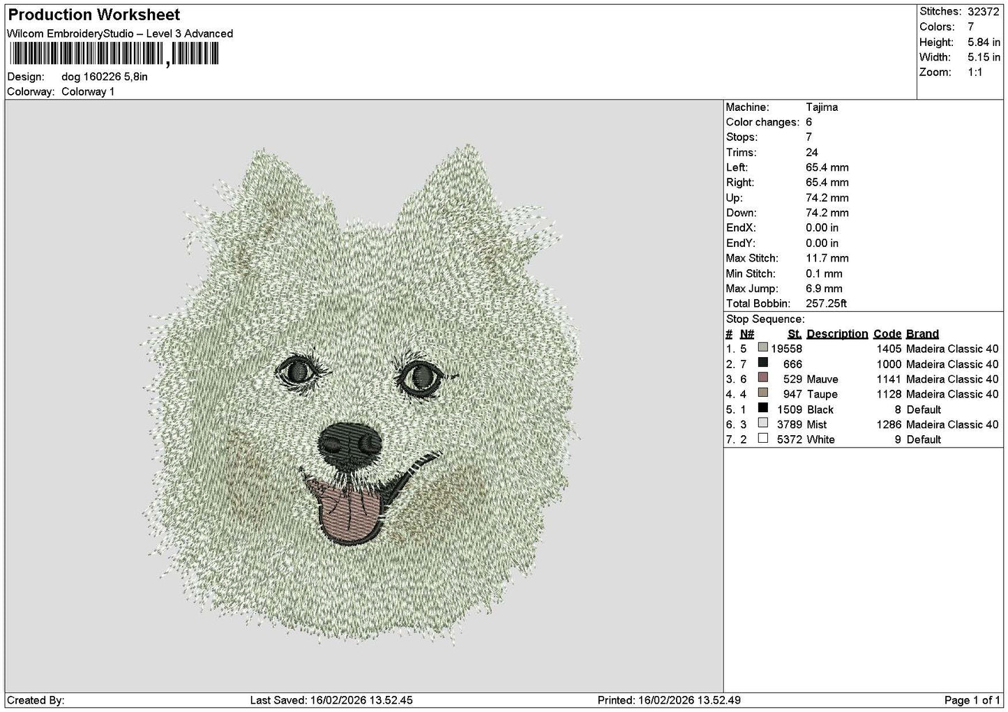 Dog Head 1602 Embroidery File 6 sizes