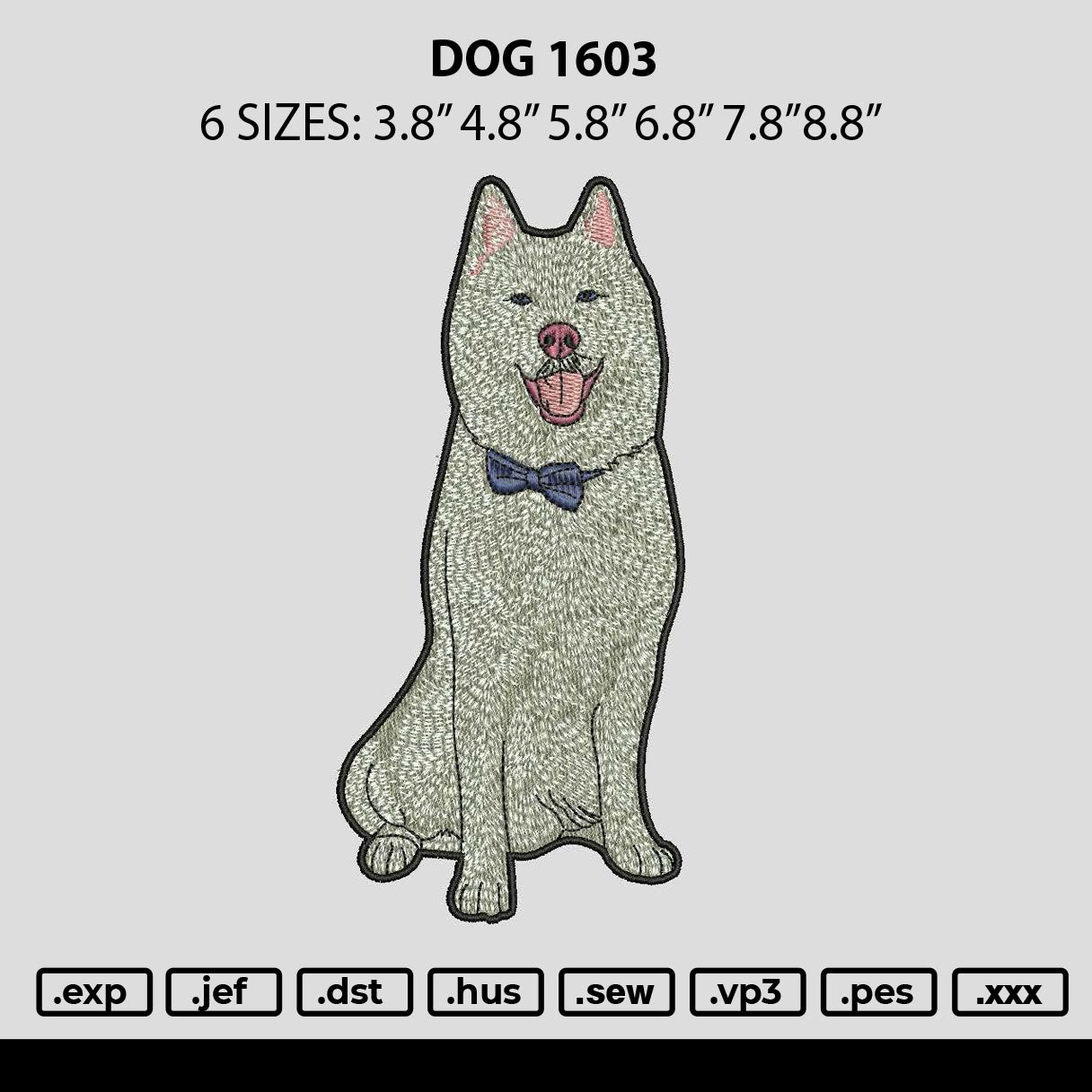 Dog 1603 Embroidery File 6 sizes