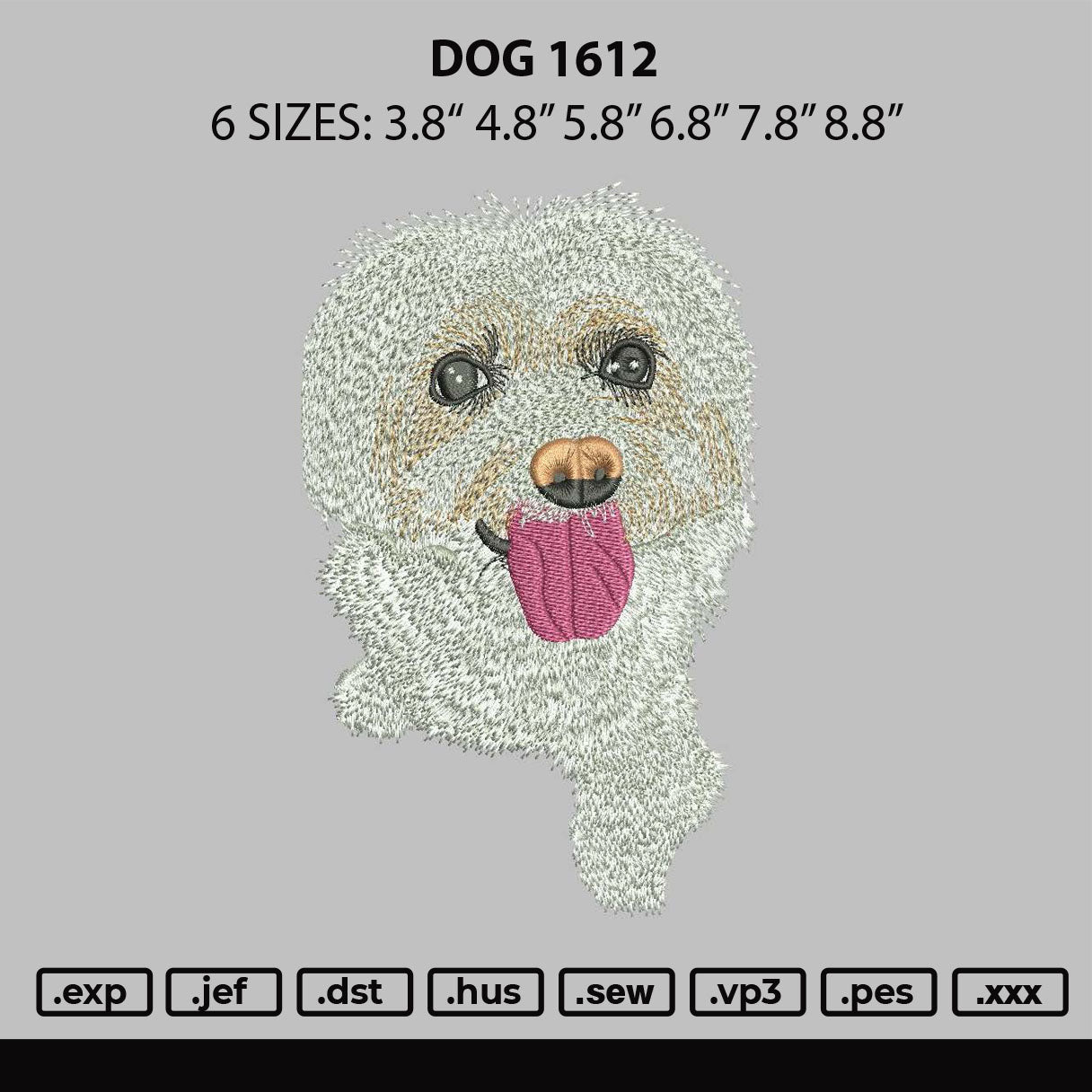 Dog 1612 Embroidery File 6 sizes