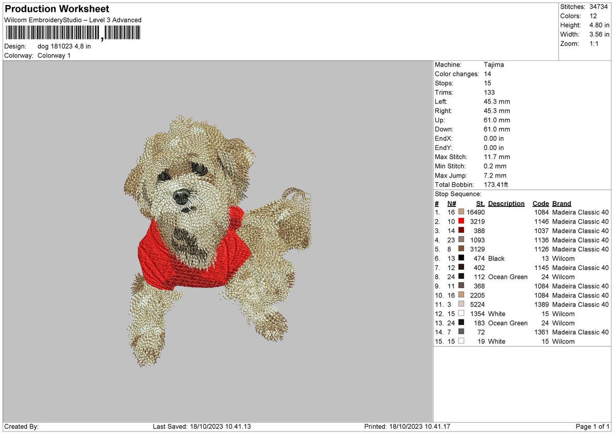 Dog 1810 Embroidery File 6 sizes