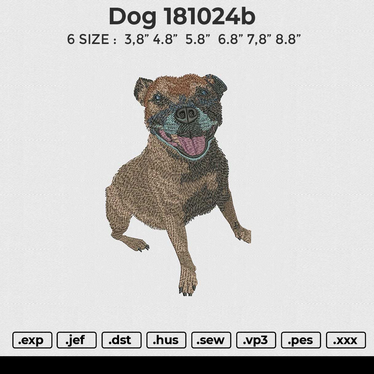 Dog 181024b Embroidery File 6 size