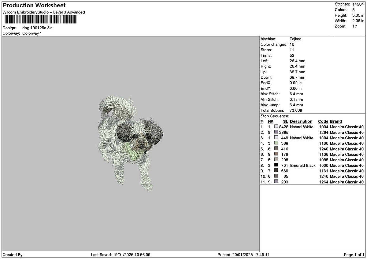 Dog 1901a Embroidery File 6 sizes