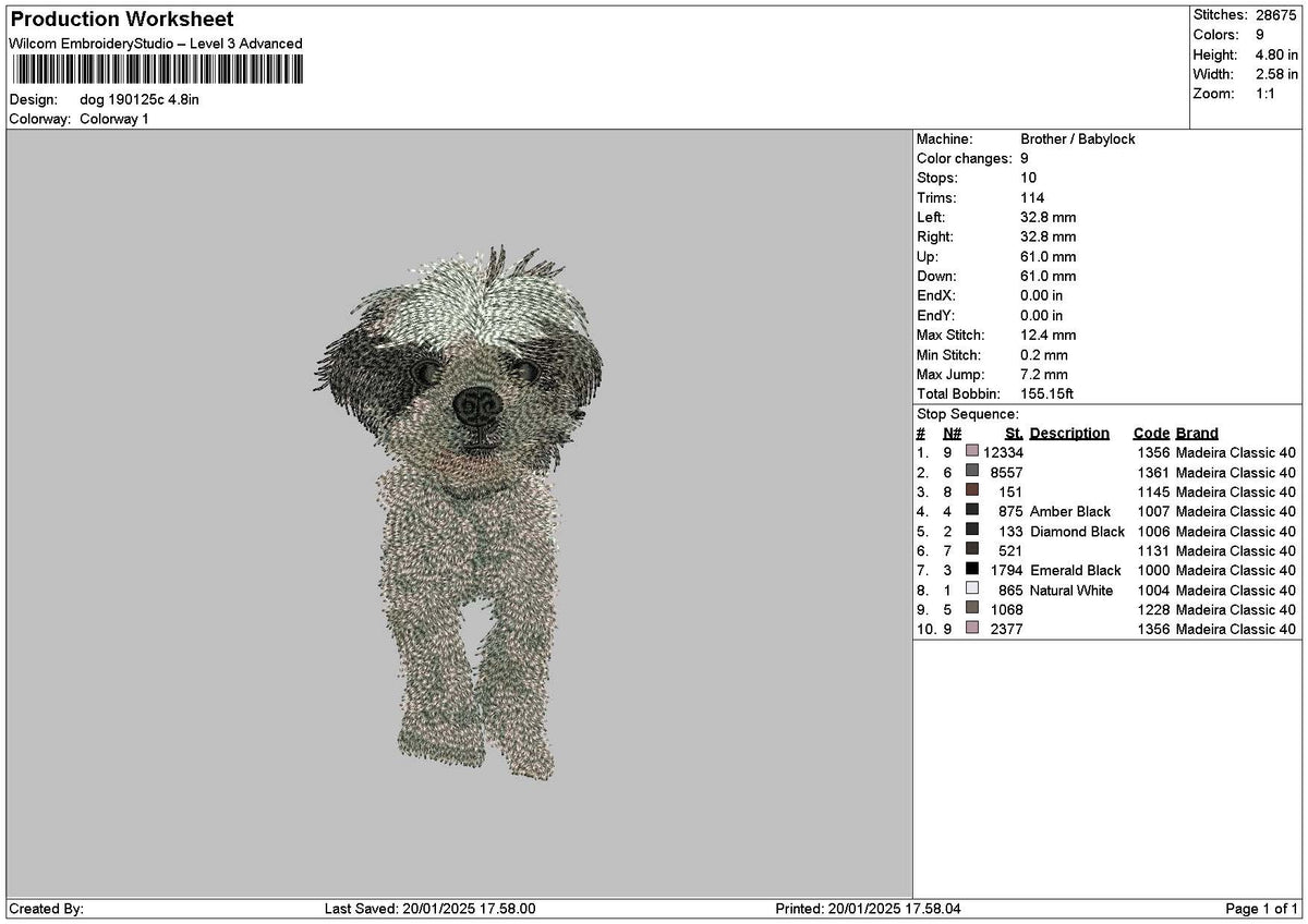 Dog 1901c Embroidery File 6 sizes