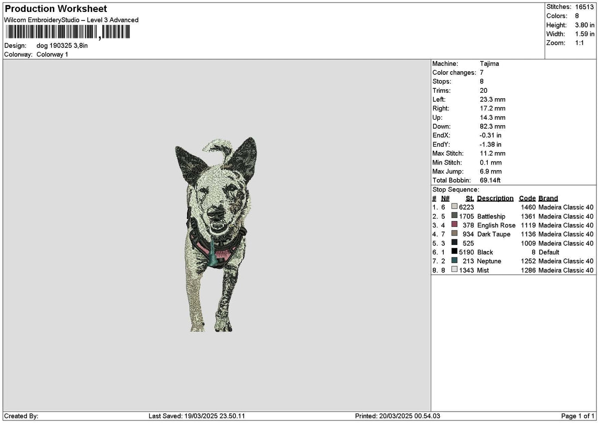 Dog 1903 Embroidery File 6 sizes
