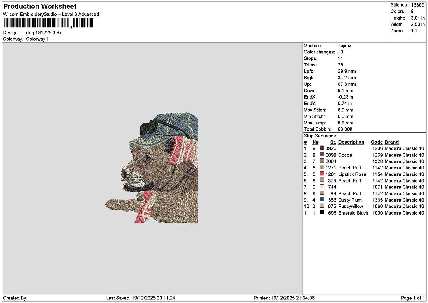 Dog 1912 Embroidery File 6 sizes
