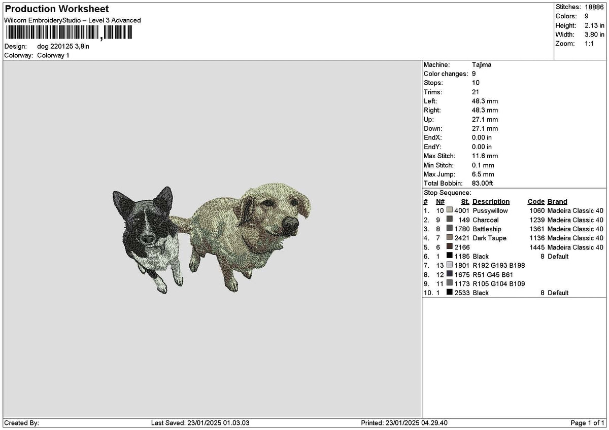 Dog 2201a Embroidery File 6 sizes