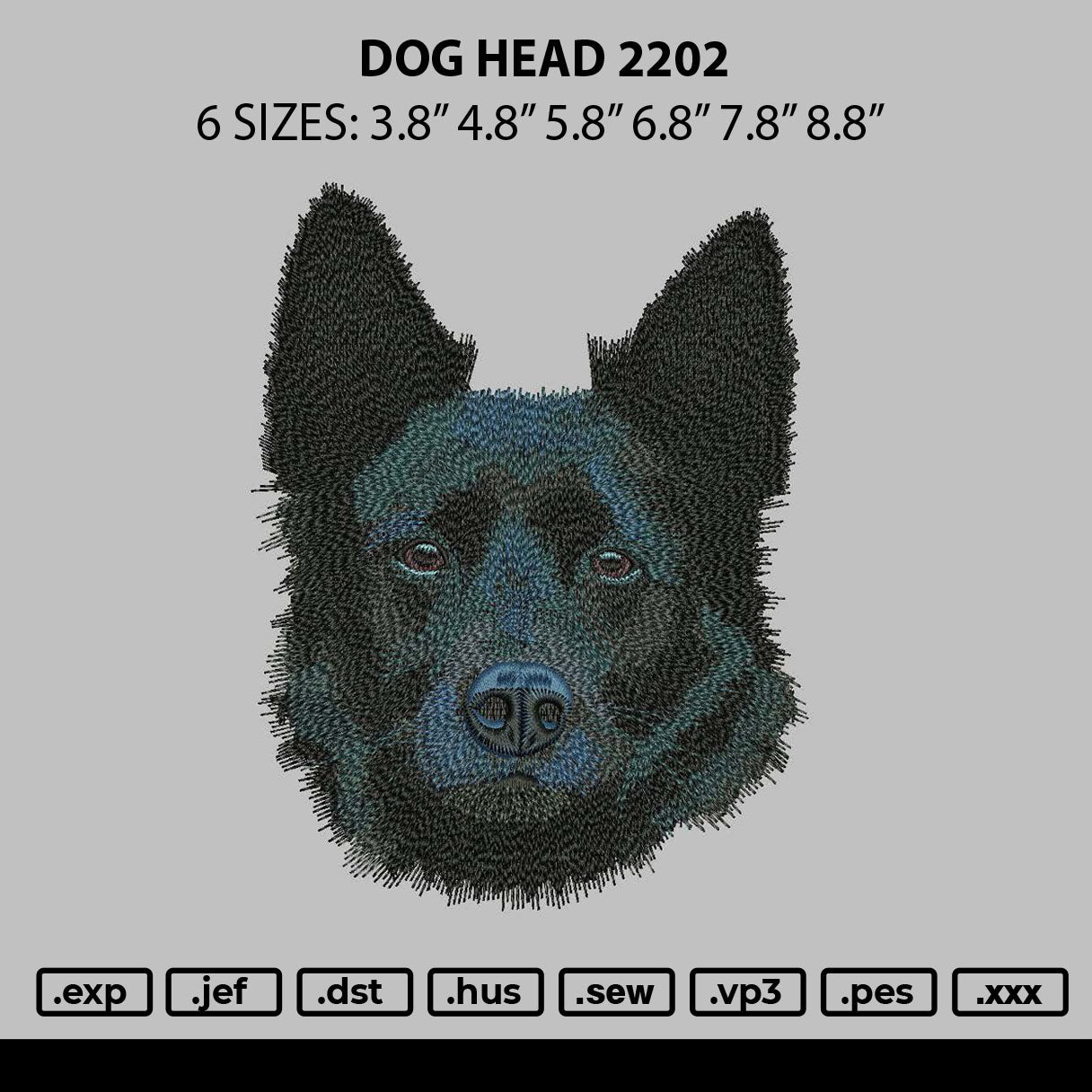 Dog Head 2202 Embroidery File 6 sizes