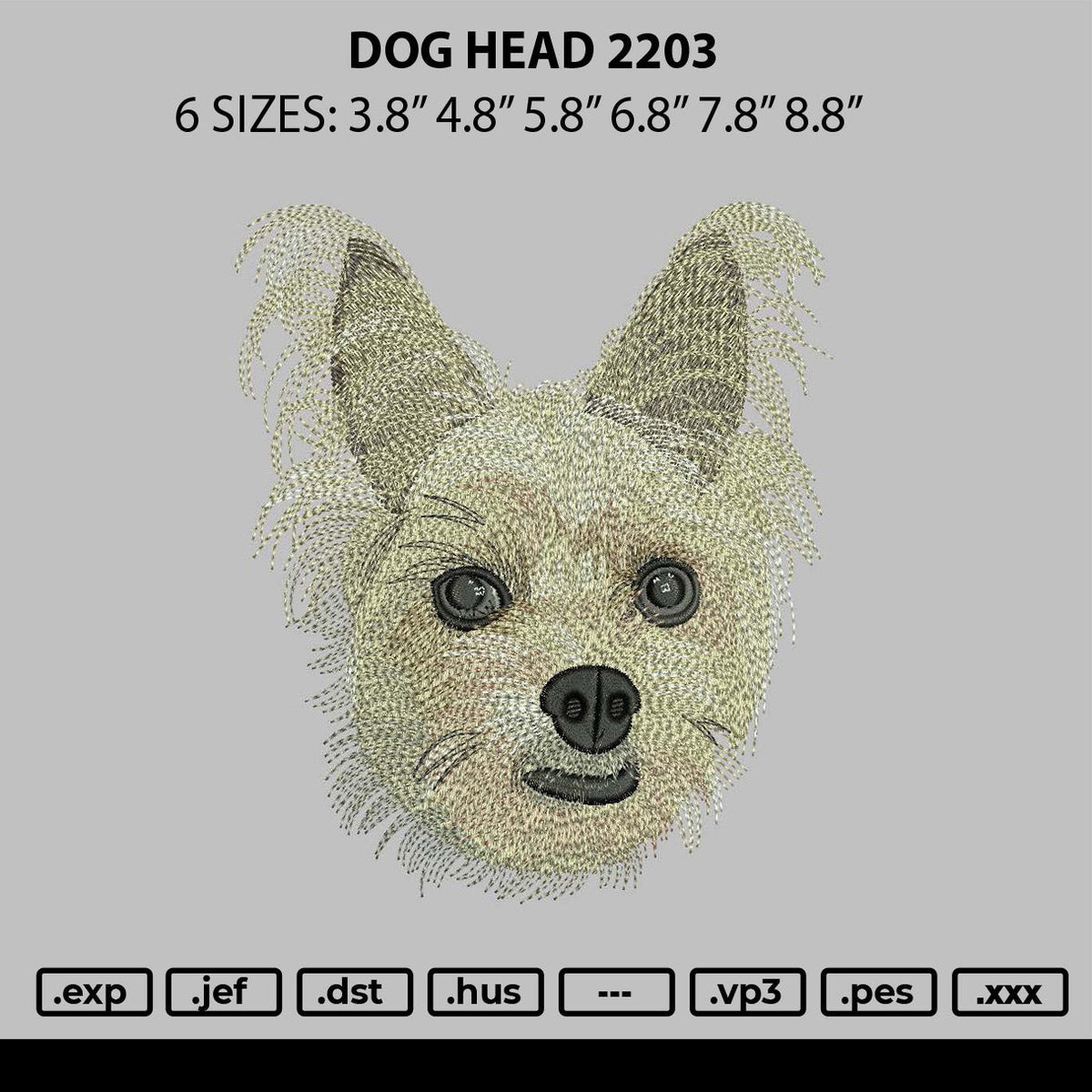 Dog Head 2203 Embroidery File 6 sizes