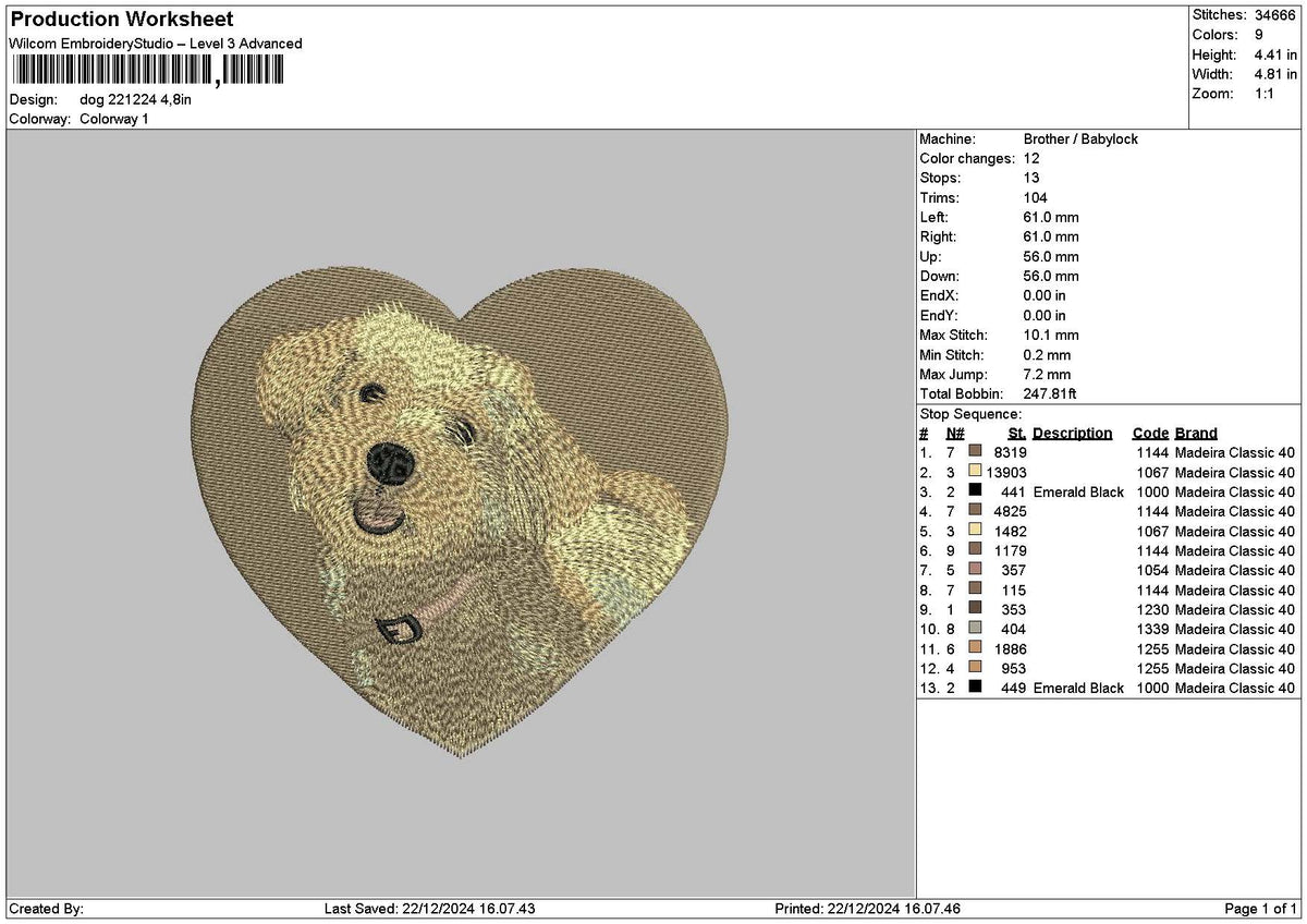 Dog 2212a Embroidery File 6 sizes