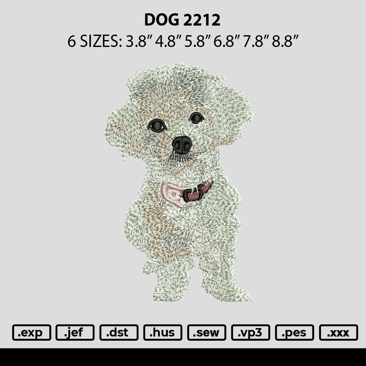 Dog 2212 Embroidery File 6 sizes