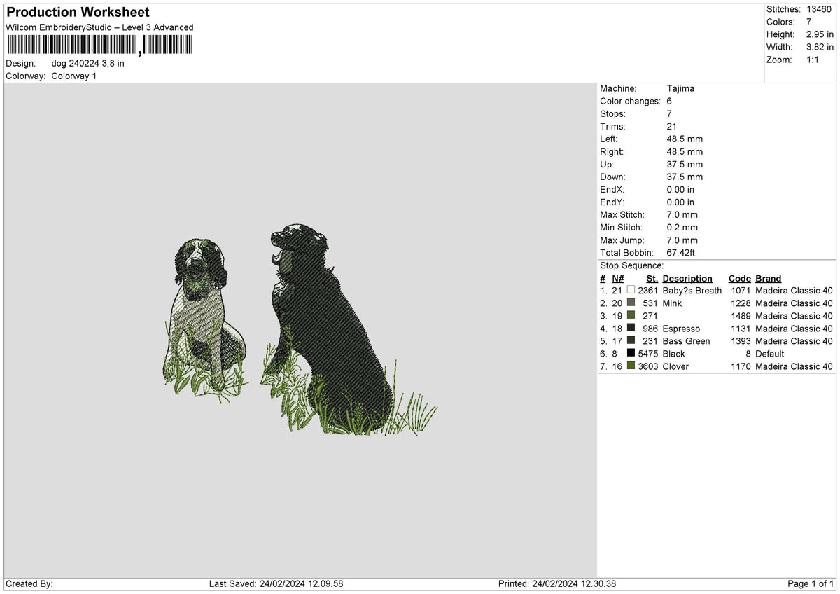 Dog 2402 Embroidery File 6 sizes
