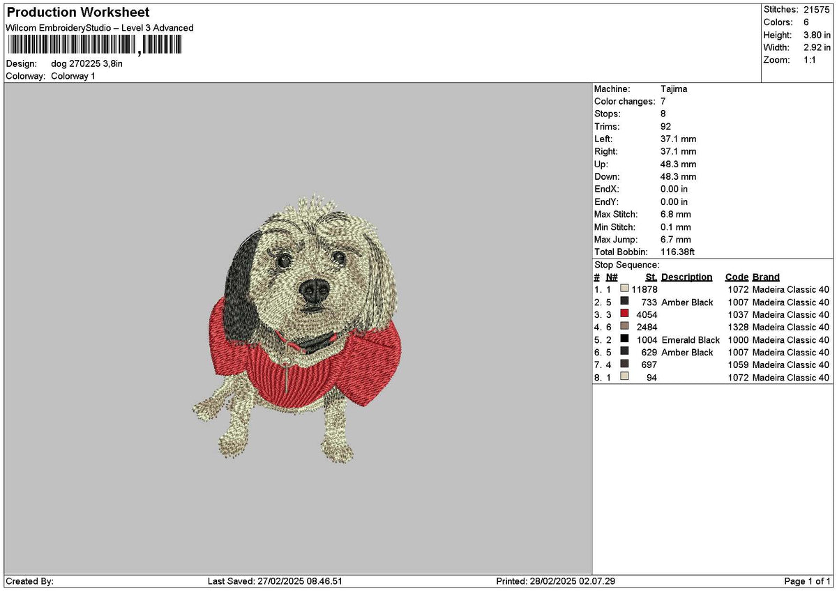 Dog 2702 Embroidery File 6 sizes