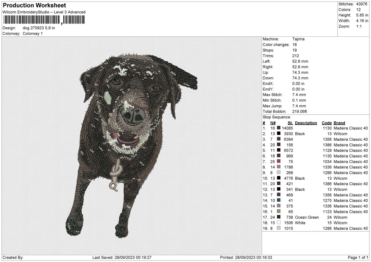 Dog 270923 Embroidery File 6 size