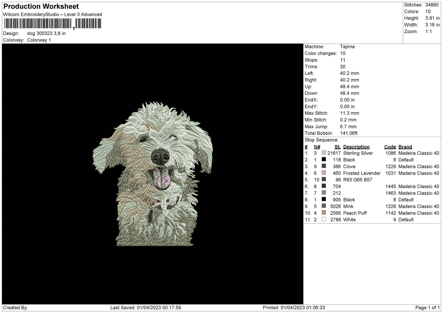 Dog 3003 Embroidery