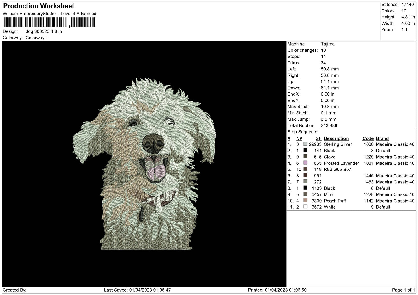 Dog 3003 Embroidery