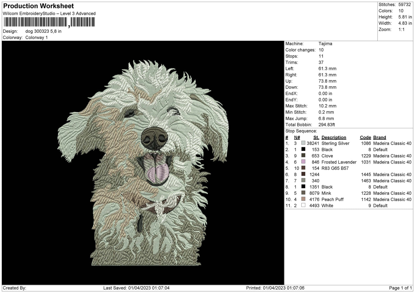 Dog 3003 Embroidery