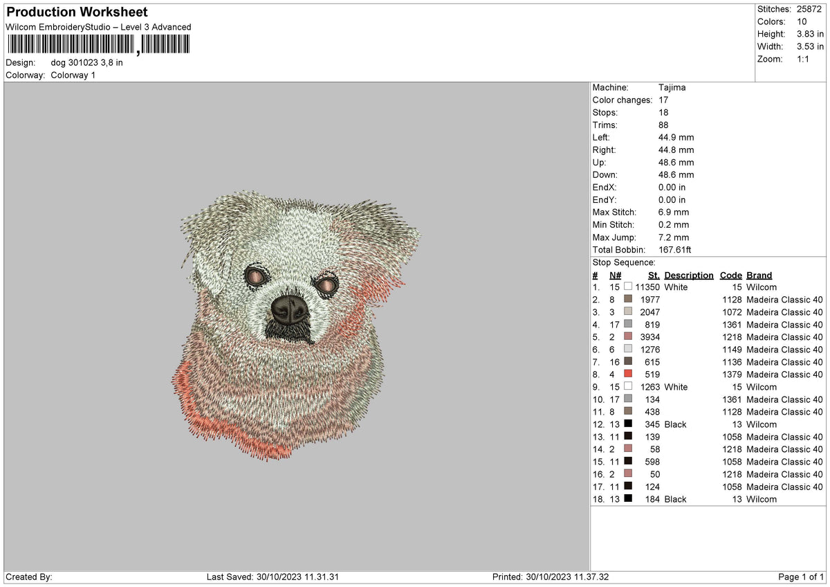 Dog 3010 Embroidery File 6 sizes