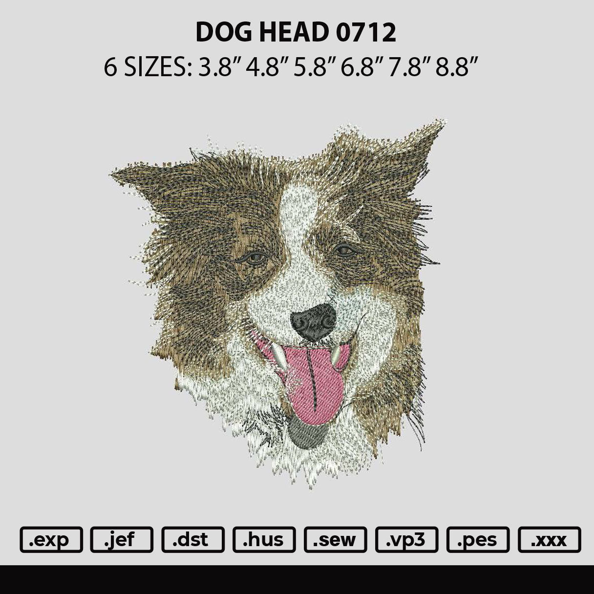 Dog Head 0712 Embroidery File 6 sizes