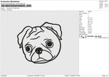 Dog Head 121224 B Embroidery File 6 size