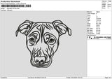 Dog Head Outline 1612 Embroidery File 6 sizes