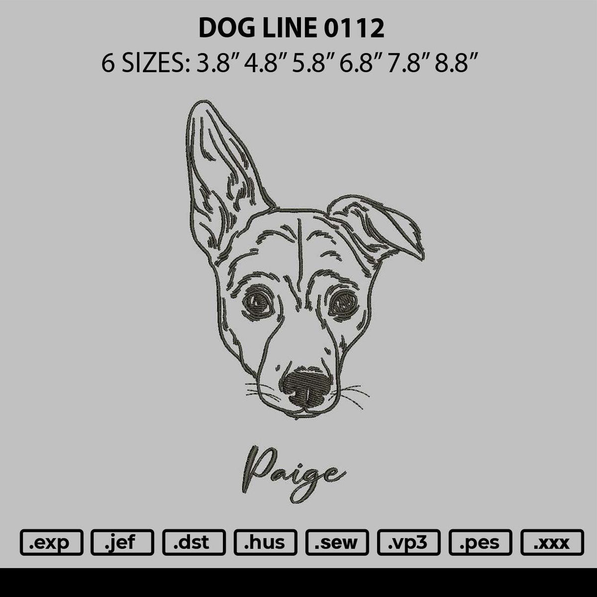 Dog Line 0112 Embroidery File 6 sizes