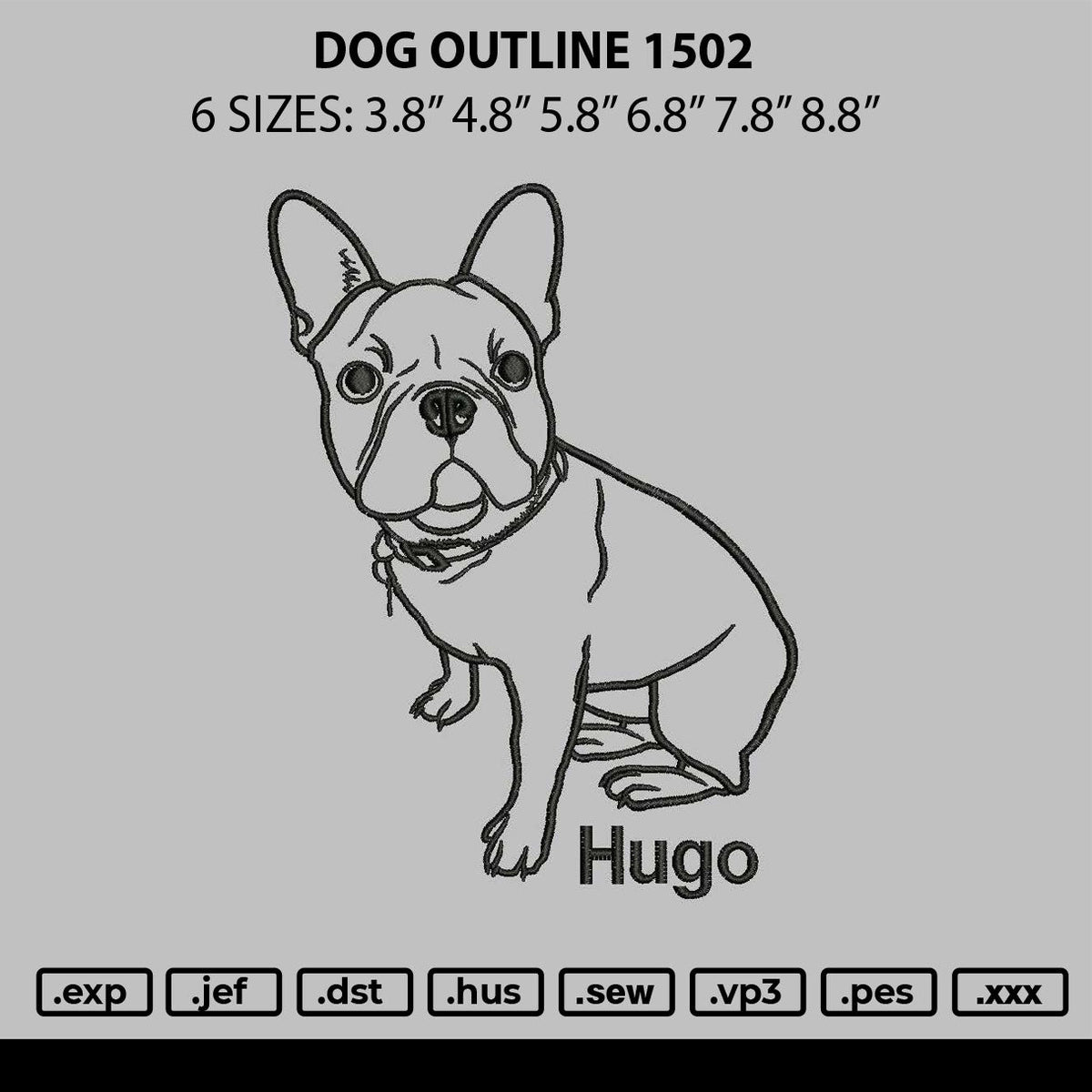 Dog Line 1502 Embroidery File 6 sizes