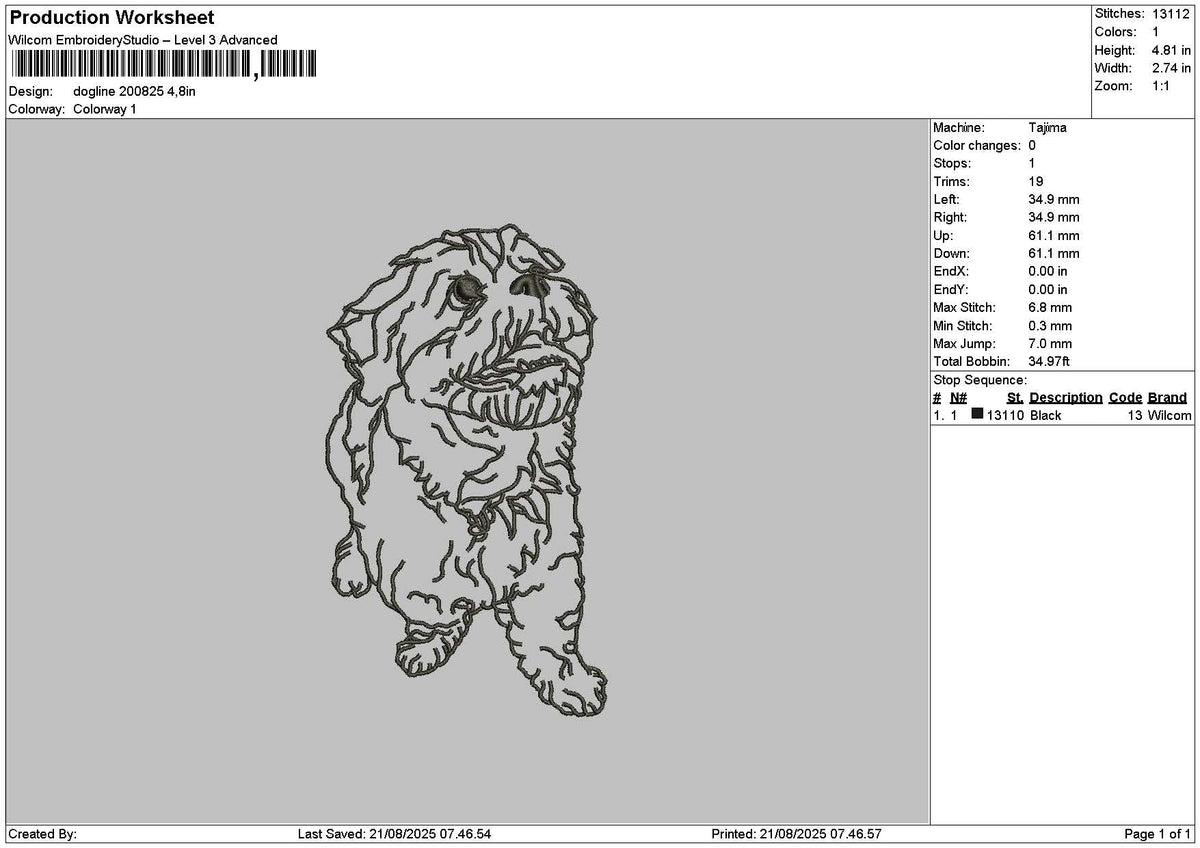 Dog Outline 2008 Embroidery File 6 sizes