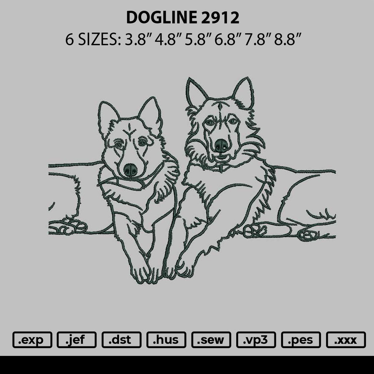 Dogline 2912 Embroidery File 6 sizes