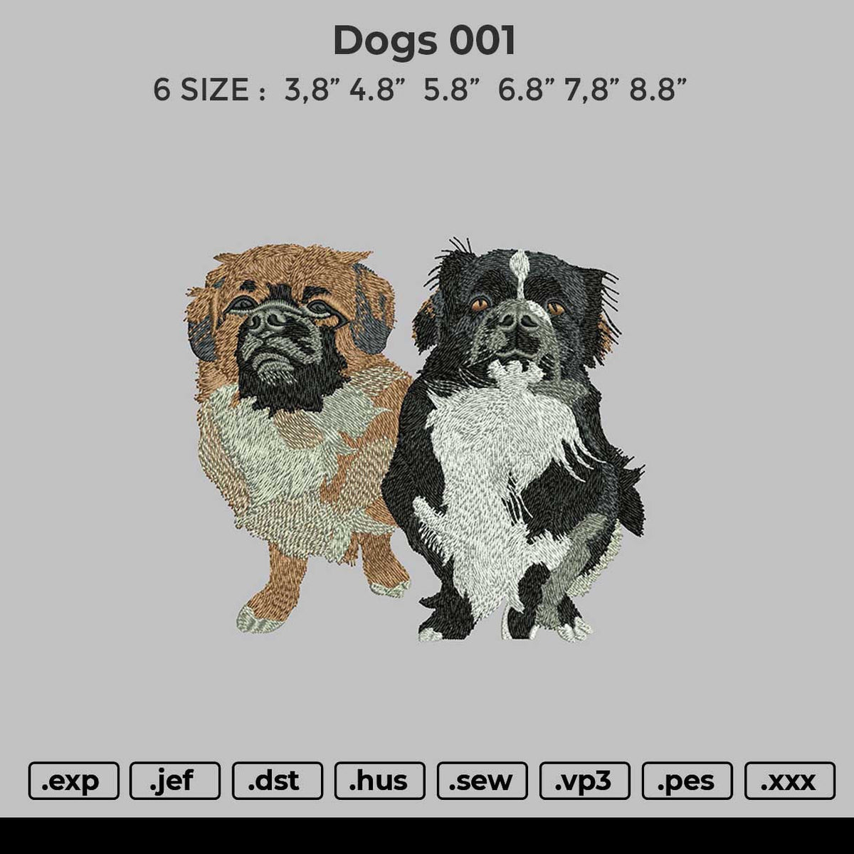 Dogs 001 Embroidery File 4 size