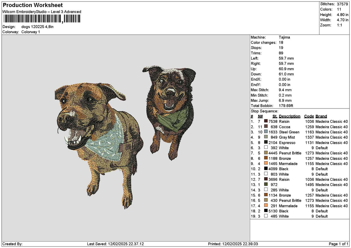 Dogs 1202c Embroidery File 6 sizes