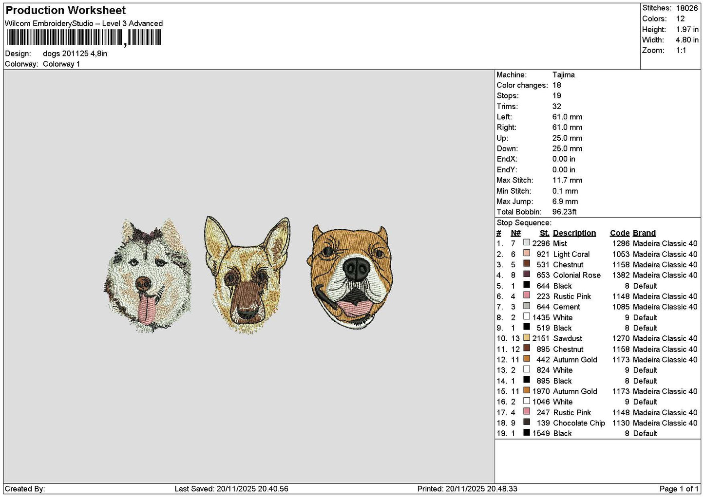 Dogs 2011 Embroidery File 6 sizes