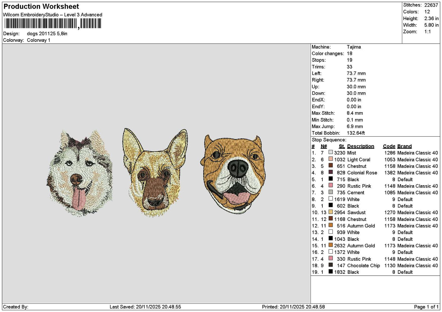 Dogs 2011 Embroidery File 6 sizes