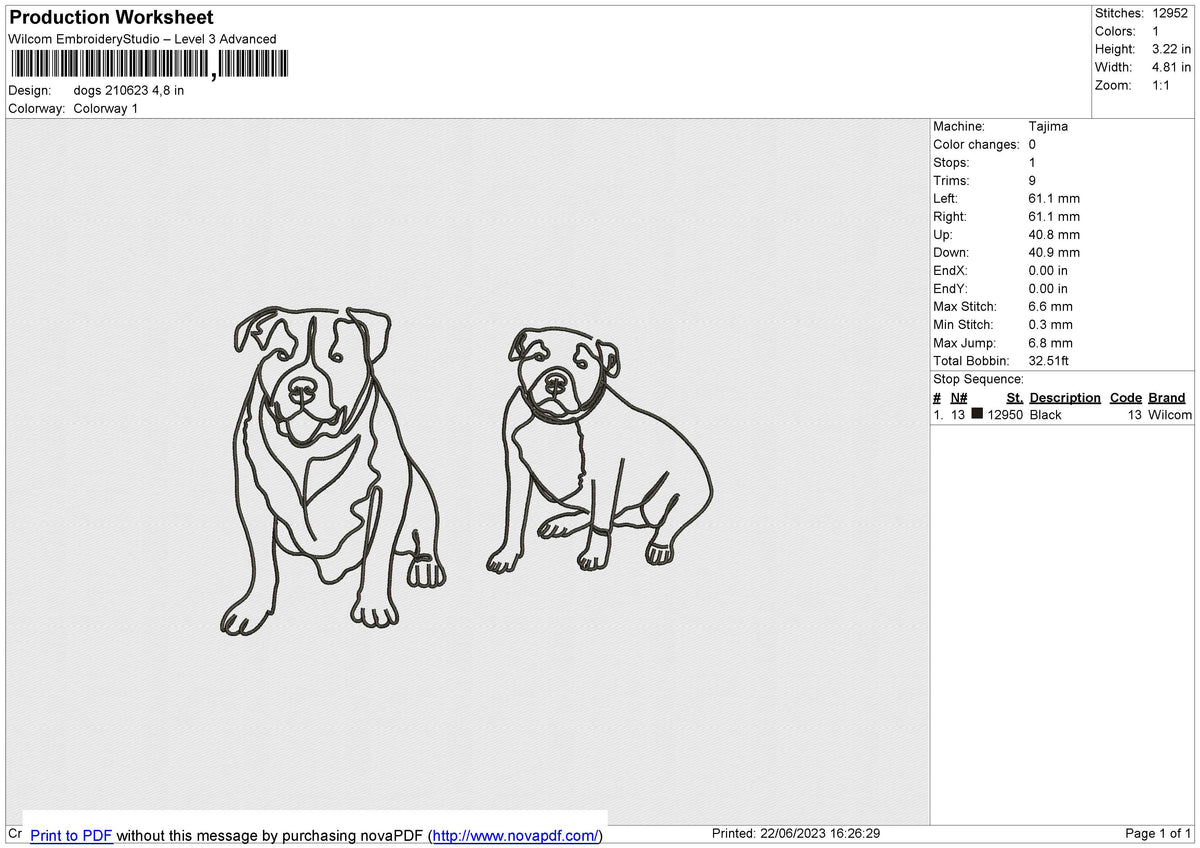Dogs 210623 Embroidery File 6 size