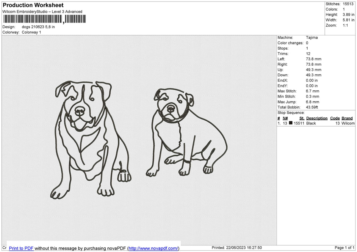 Dogs 210623 Embroidery File 6 size