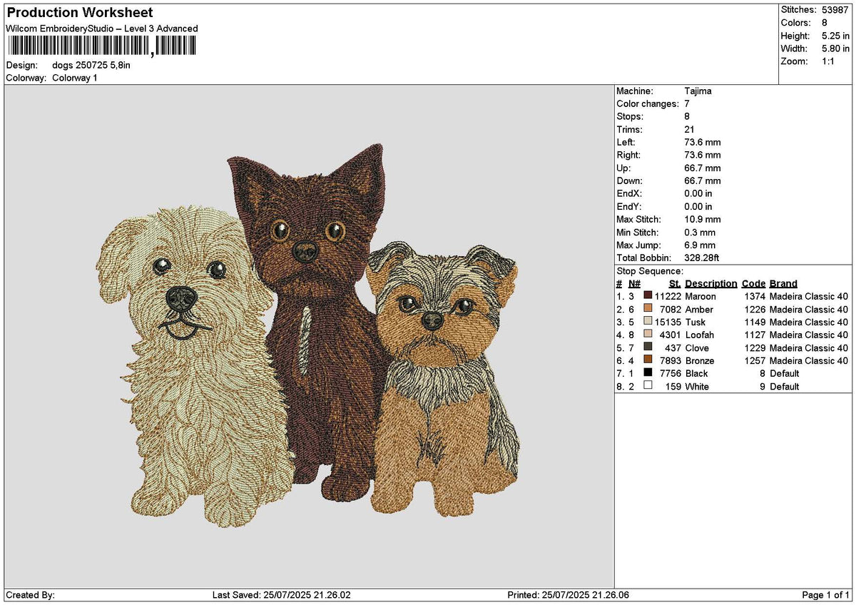 Dogs 2507 Embroidery File 6 sizes