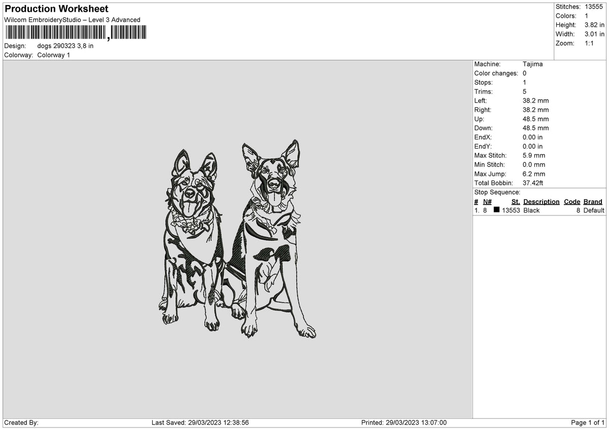 Dog 2903 Embroidery