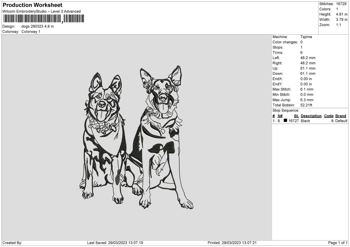 Dog 2903 Embroidery