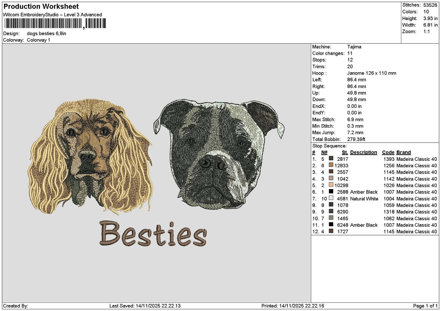Dogs Besties Embroidery File 6 sizes