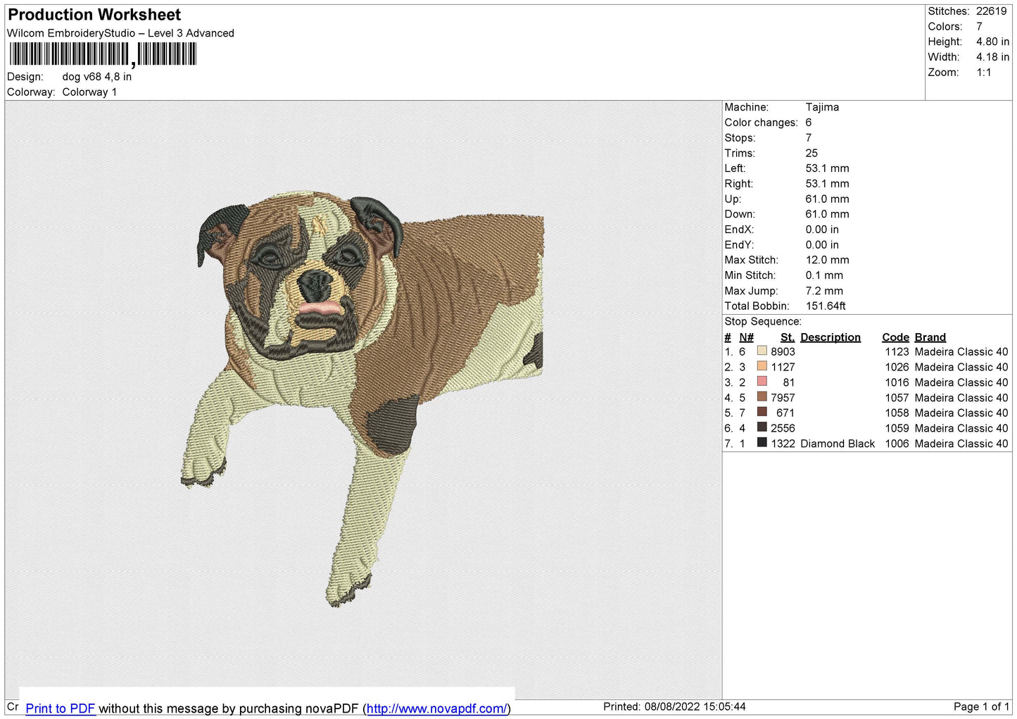 Dog v68 Embroidery