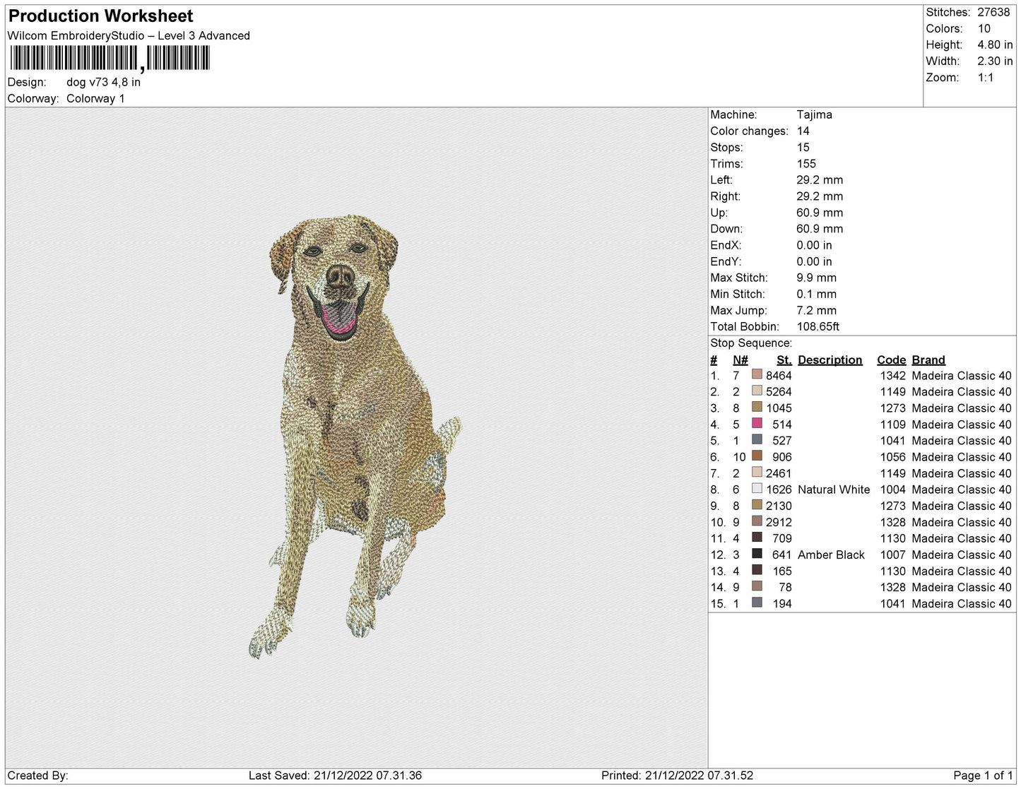 dog v73 Embroidery