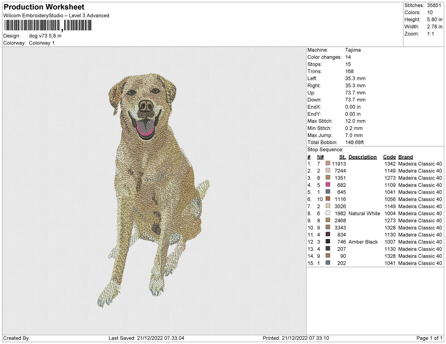 dog v73 Embroidery