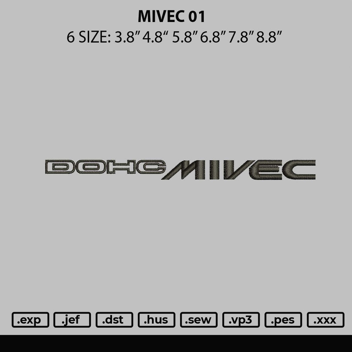 Mivec 01 Embroidery File 6 sizes