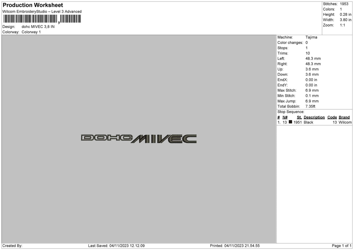 Mivec 01 Embroidery File 6 sizes